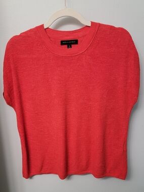 Banana Republic Linen Blend Red Knit Short Sleeve Sweater S